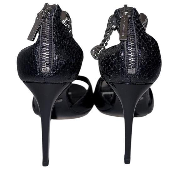 Roberto Cavalli Exotic Snakeskin Crystal Panther Platform Heels Size 39 - Picture 6 of 14